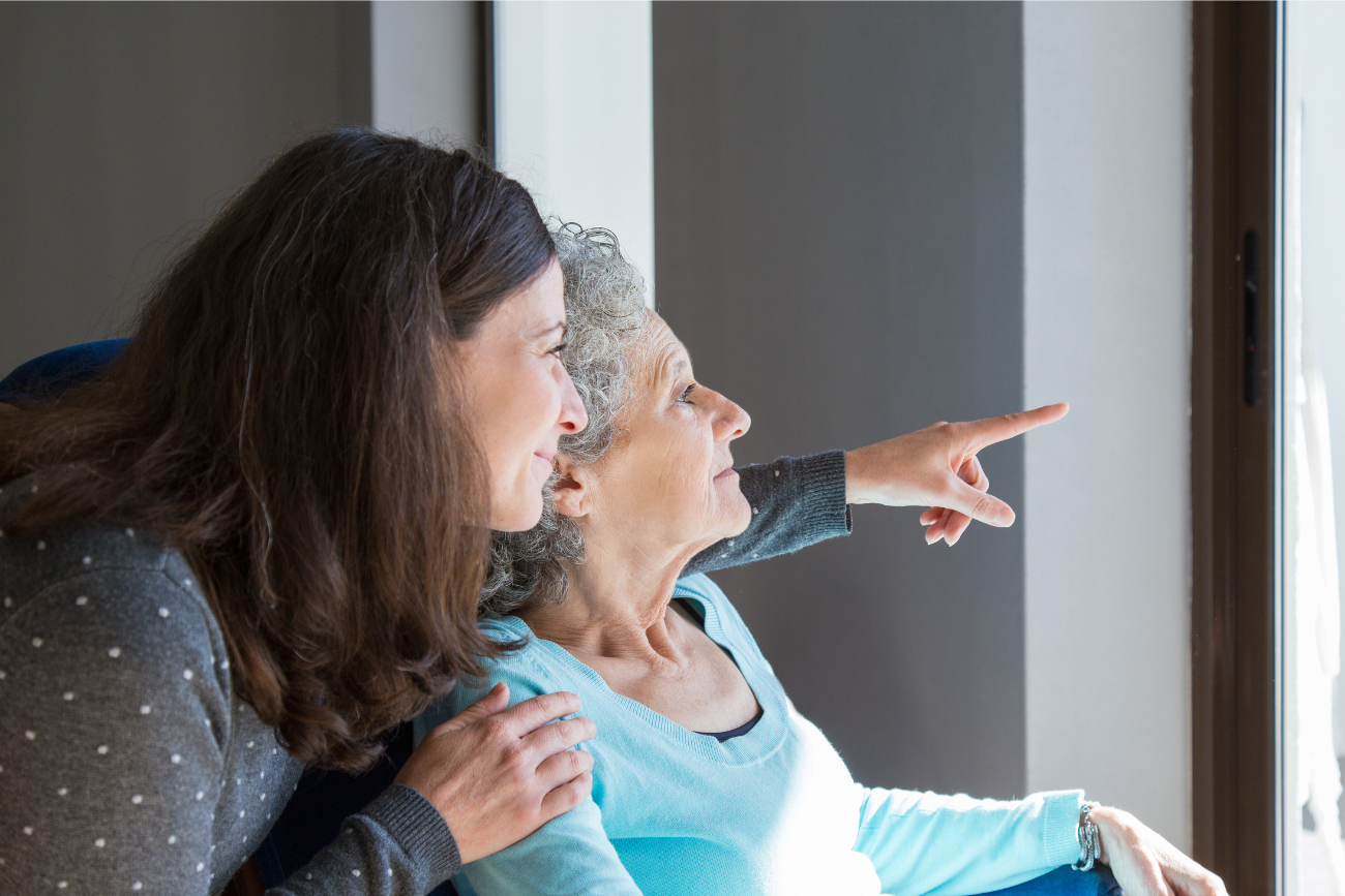 female caretaker with senior woman